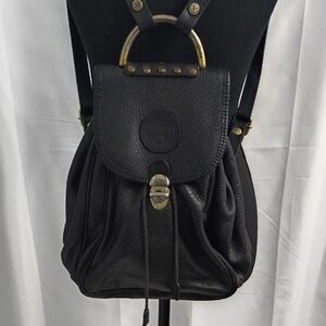 Vintage Valentina Black Leather Backpack - Made In Italy